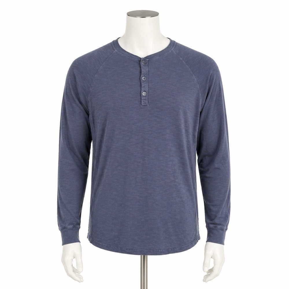 Good Man Brand Henley Shirt Men's Medium Blue Long Sleeve Cotton Casual Top Knit